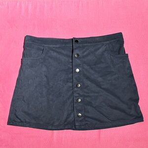 Express Navy Button-Front Mini Skirt
